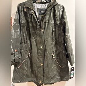 GUESS Dark Green Jacket with Striped Lining